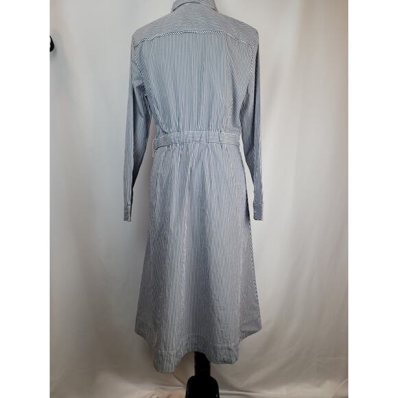 J. Crew NWT Women's Long Sleeve Shirt Dress Blue/White Stripe Poplin Size 10 - Picture 5 of 10